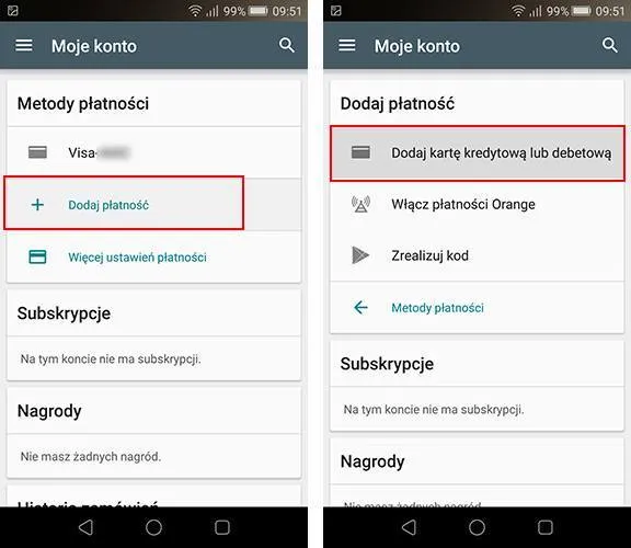 Metody płatności Google Play Polska