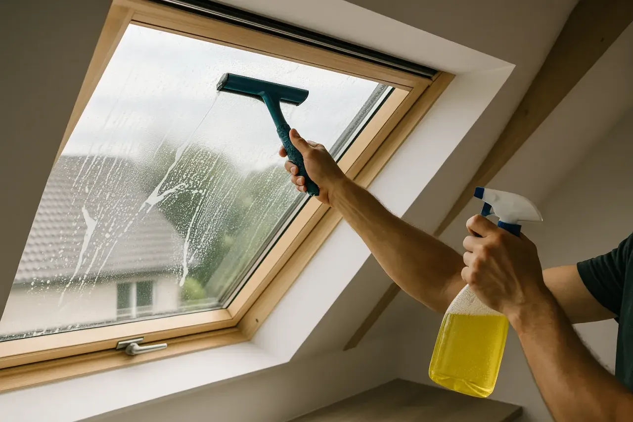 czyste okno dachowe słońce