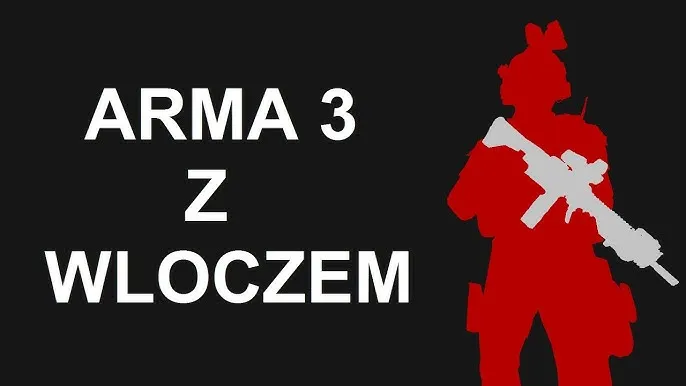 Logo polskiej jednostki milsim Arma 3 na tle pola bitwy