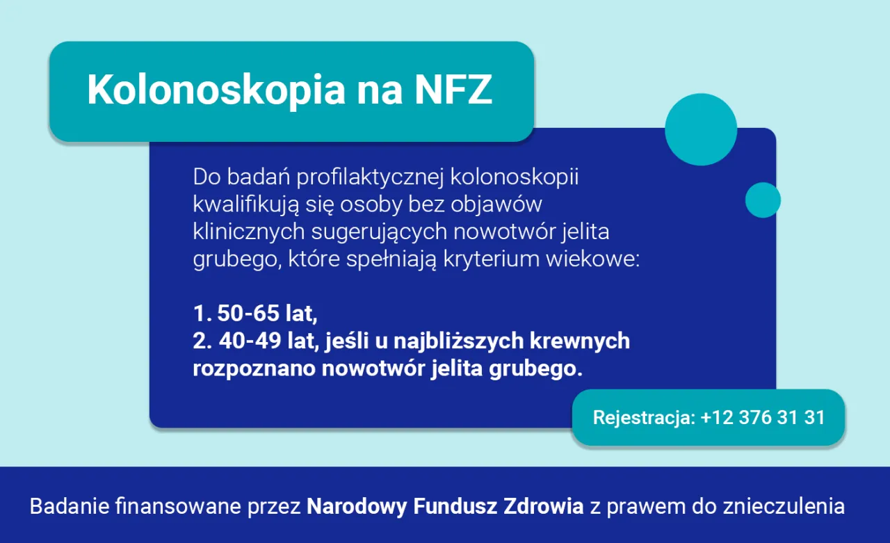 Kryteria kwalifikacji kolonoskopia NFZ wiek