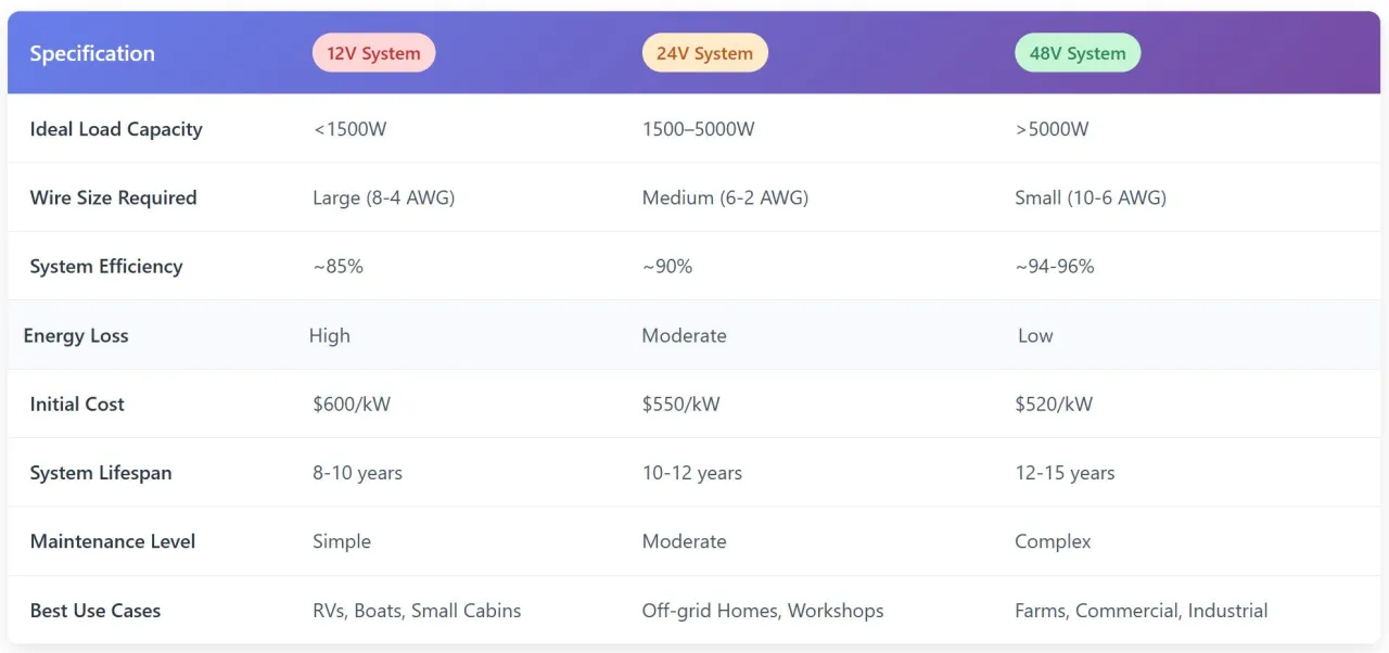 Porównanie systemów fotowoltaicznych 24V i 48V