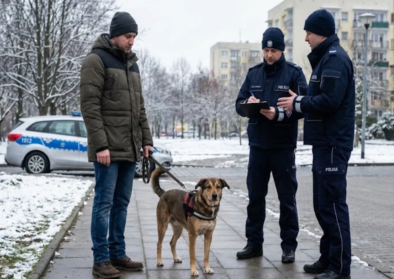 Mandat za psa, policjant i pies
