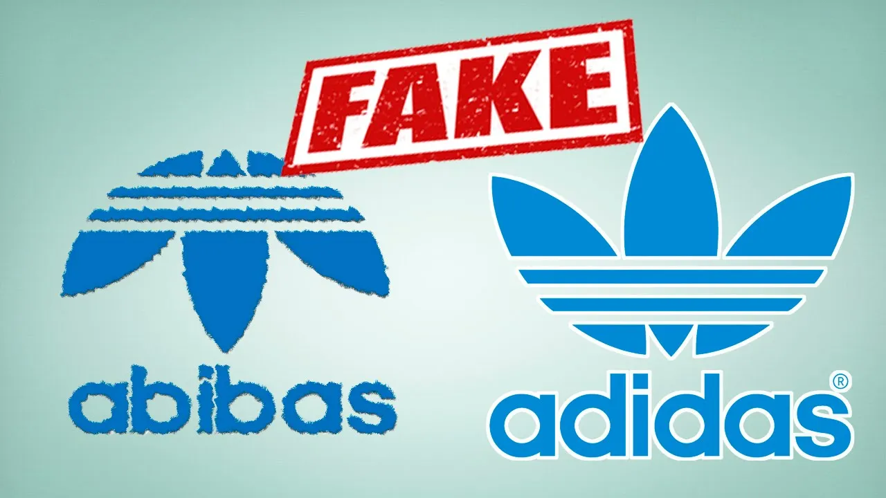 Porównanie logo Adidas oryginał podróbka