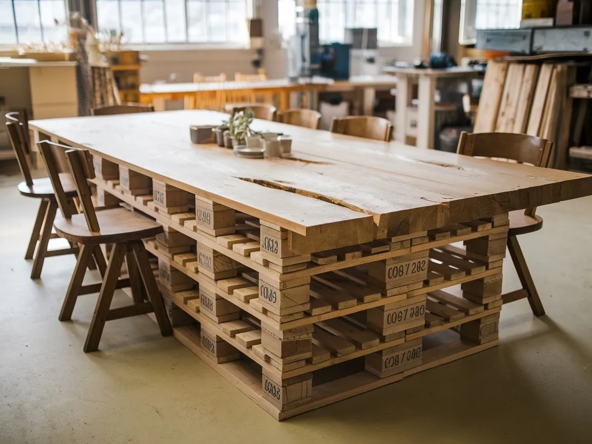 st&oacute;ł z palet wykończenie