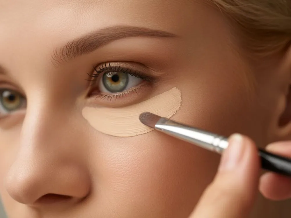 aplikacja korektora pod oczy odwrócony trójkąt