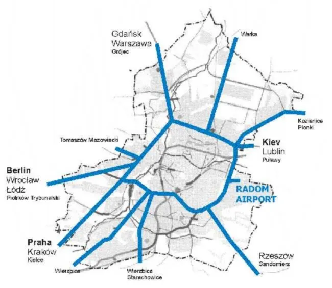 Mapa dojazdu do lotniska Radom
