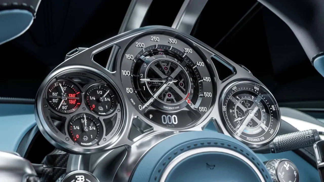 Bugatti Tourbillon wnętrze zegary