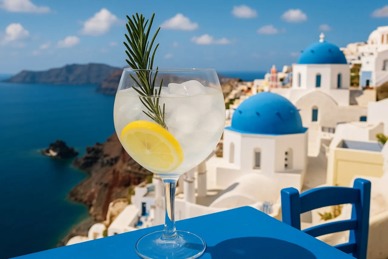 Orzeźwiające drinki z ouzo na stole w greckiej tawernie