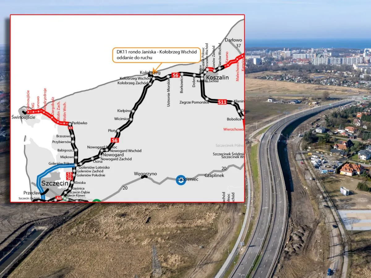 mapa Polski trasy dojazdowe Kołobrzeg