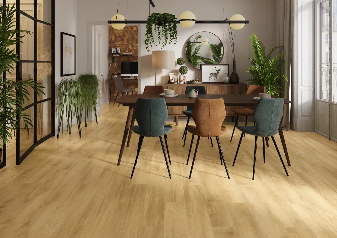 panele winylowe deska drewniana laminat dąb meble