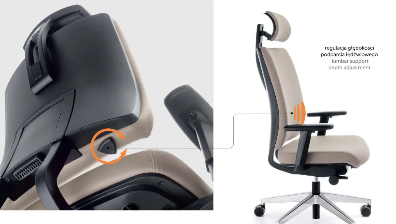 regulacja podparcia lędźwiowego krzesło biurowe