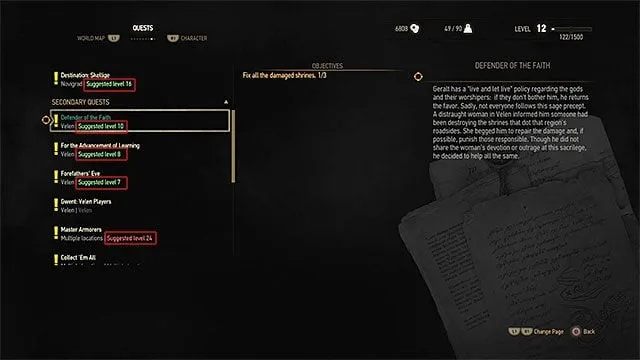 Wiedźmin 3 dziennik zadań