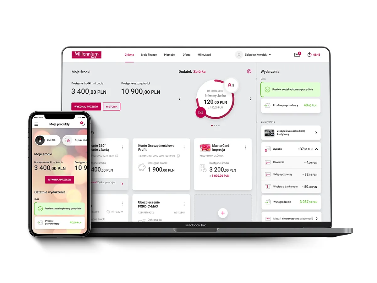 Bankowość internetowa Millenet ekran logowania