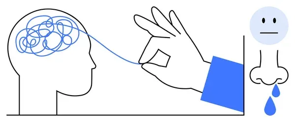 osoba zamyślona, wspierająca dłoń, zdrowie psychiczne