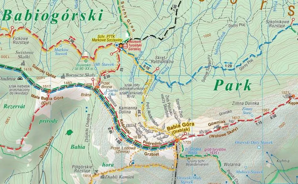 Mapa szlak&oacute;w Babia G&oacute;ra