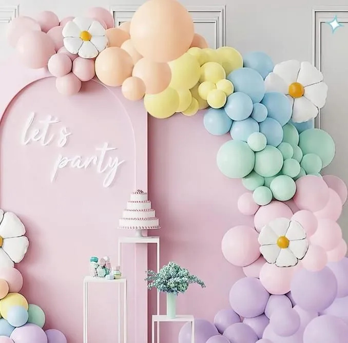 girlanda balonowa organiczna różne rozmiary pastelowe