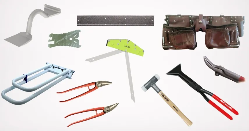 Narzędzia dekarza i materiały dachowe