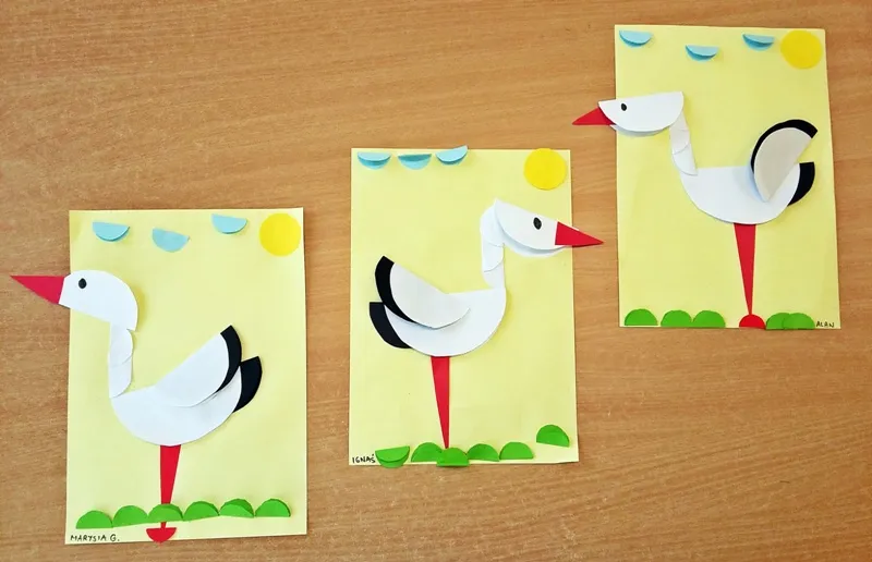 bocian z papieru dla dzieci krok po kroku