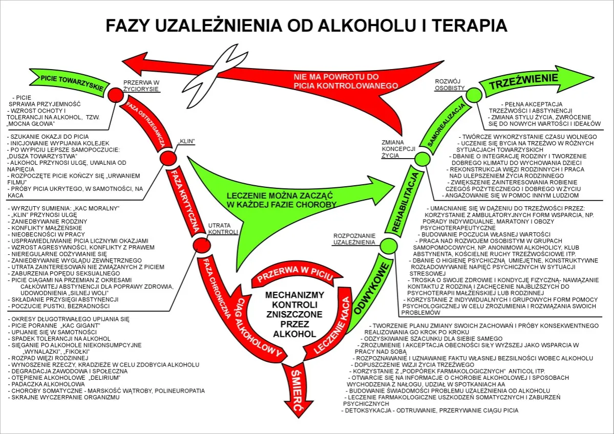 schemat uzależnienia alkoholowego mózgu