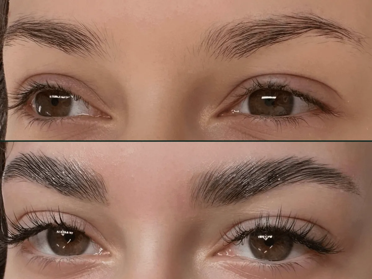 por&oacute;wnanie kształt&oacute;w brwi przed i po depilacji