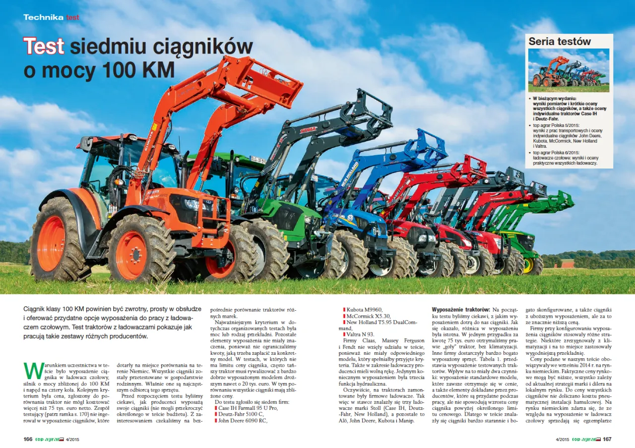 Por&oacute;wnanie ciągnik&oacute;w John Deere New Holland Kubota