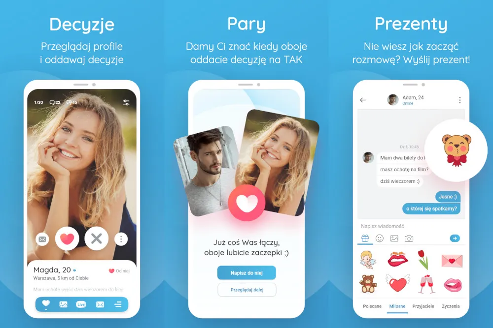 chat w aplikacji randkowej, smartfon z wiadomościami