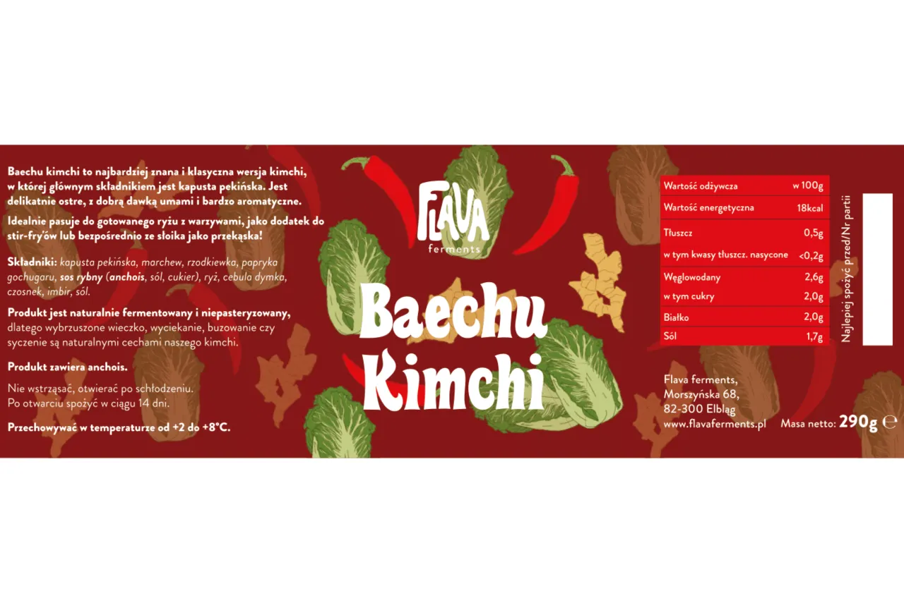 etykieta kimchi składniki