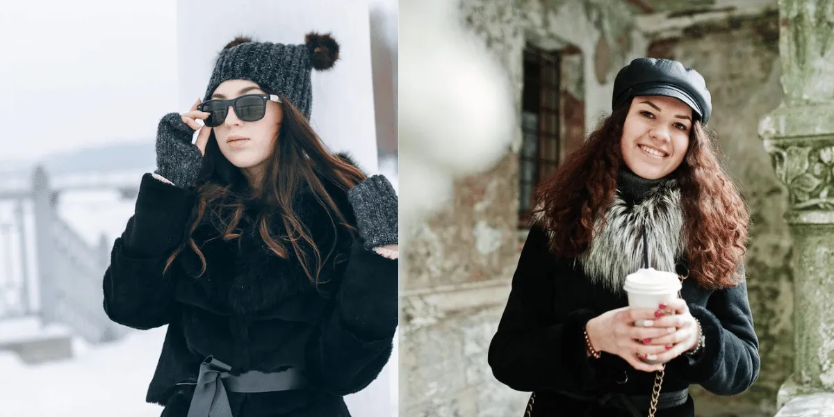 inspiracje kolorystyczne czapki i szaliki do czarnej kurtki