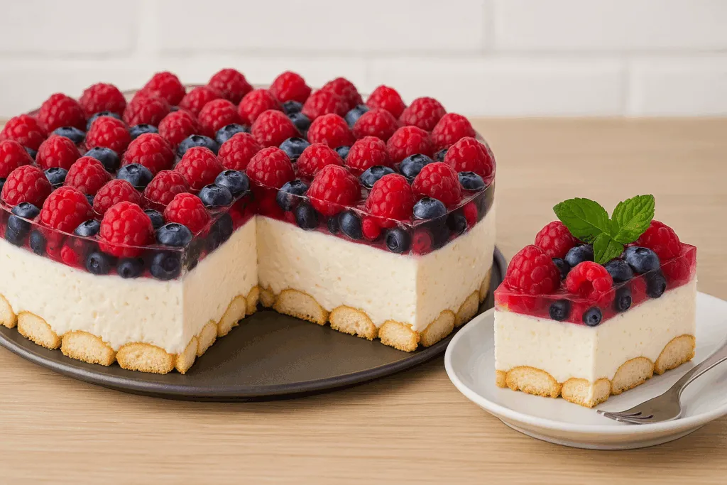 sernik na zimno mascarpone galaretka owoce