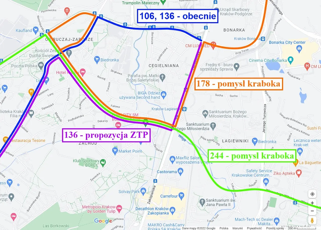 Mapa dojazdu Sanktuarium Łagiewniki komunikacja miejska