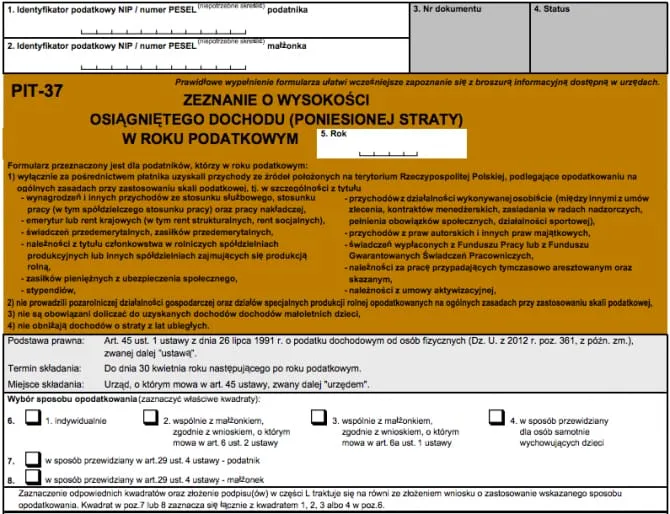 PIT-37 formularz