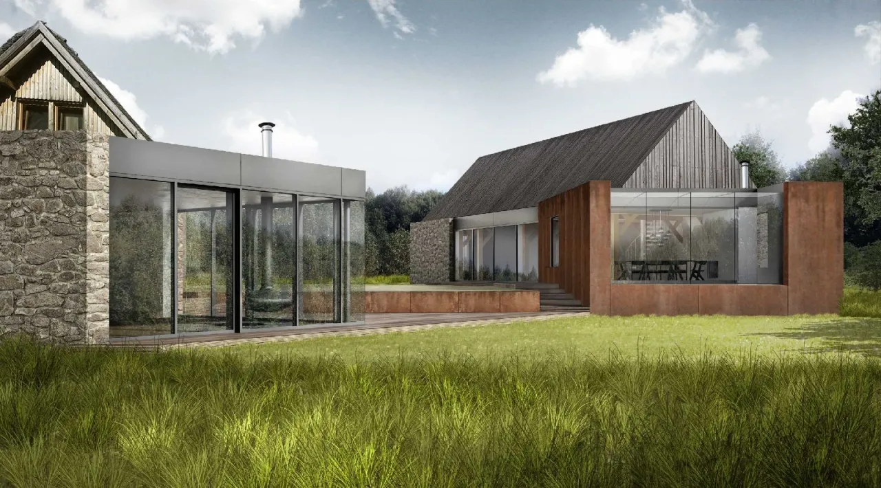 przykładowa zabudowa zagrodowa na wsi