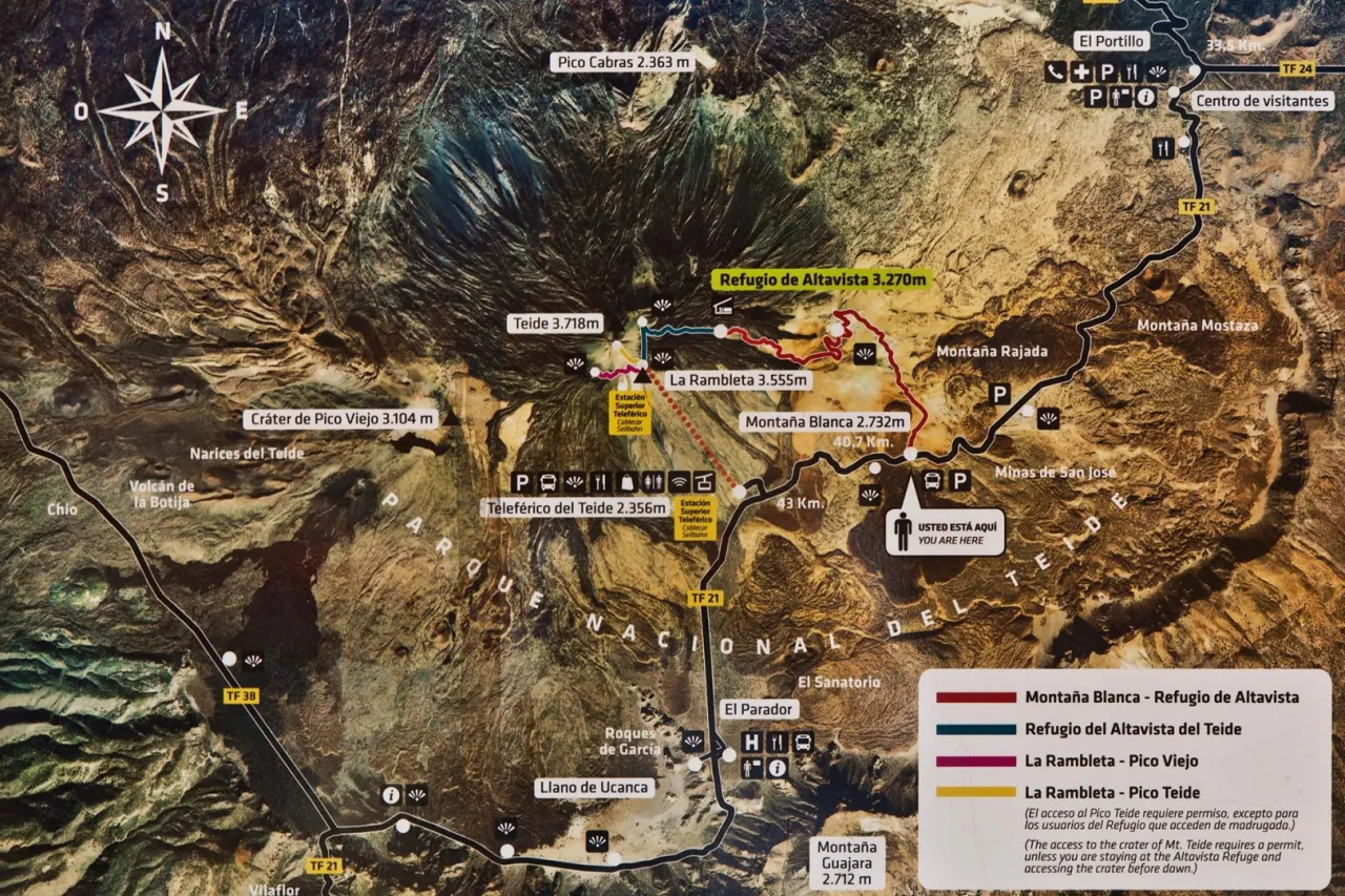 Wulkan Teide mapa stref klimatycznych Teneryfy