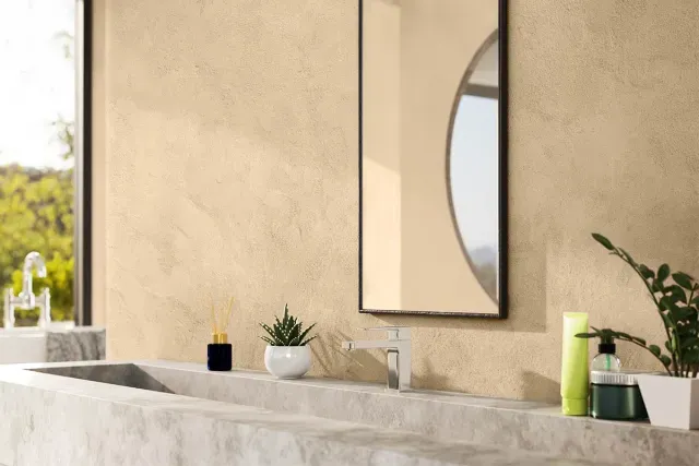 łazienka z tynkiem dekoracyjnym mikrocement beton stiuk