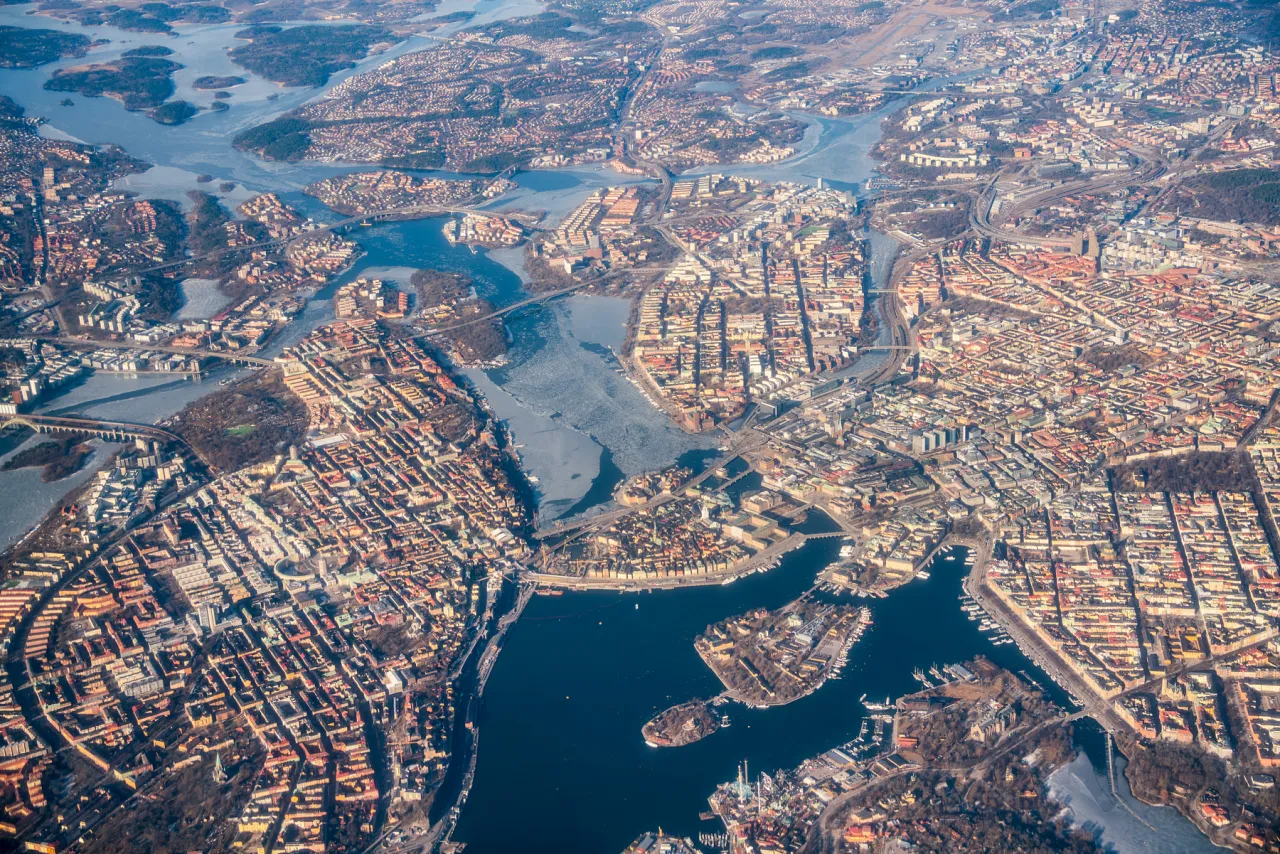 Sztokholm widok na wyspy i mosty