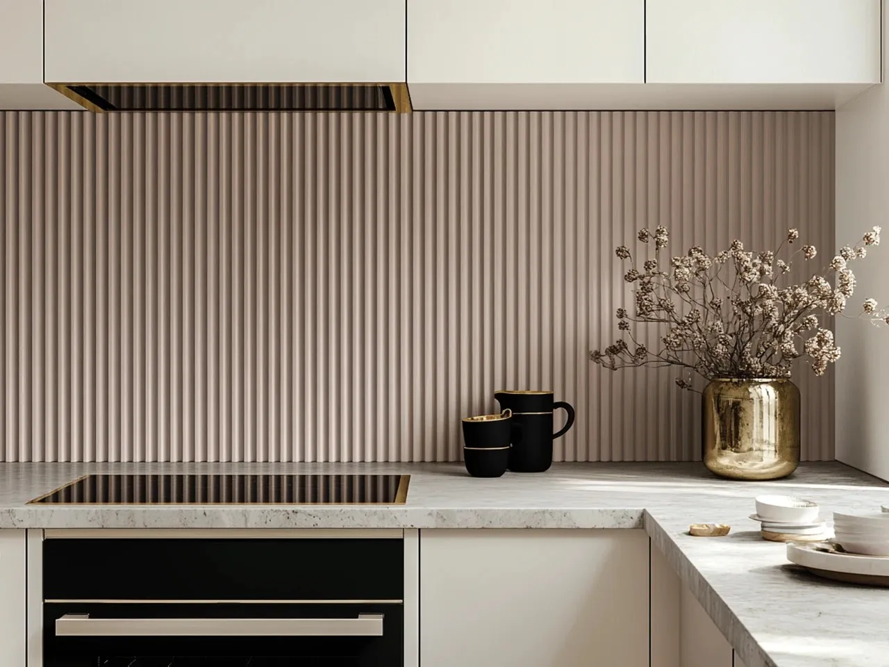 kuchnia z lamelami ściennymi