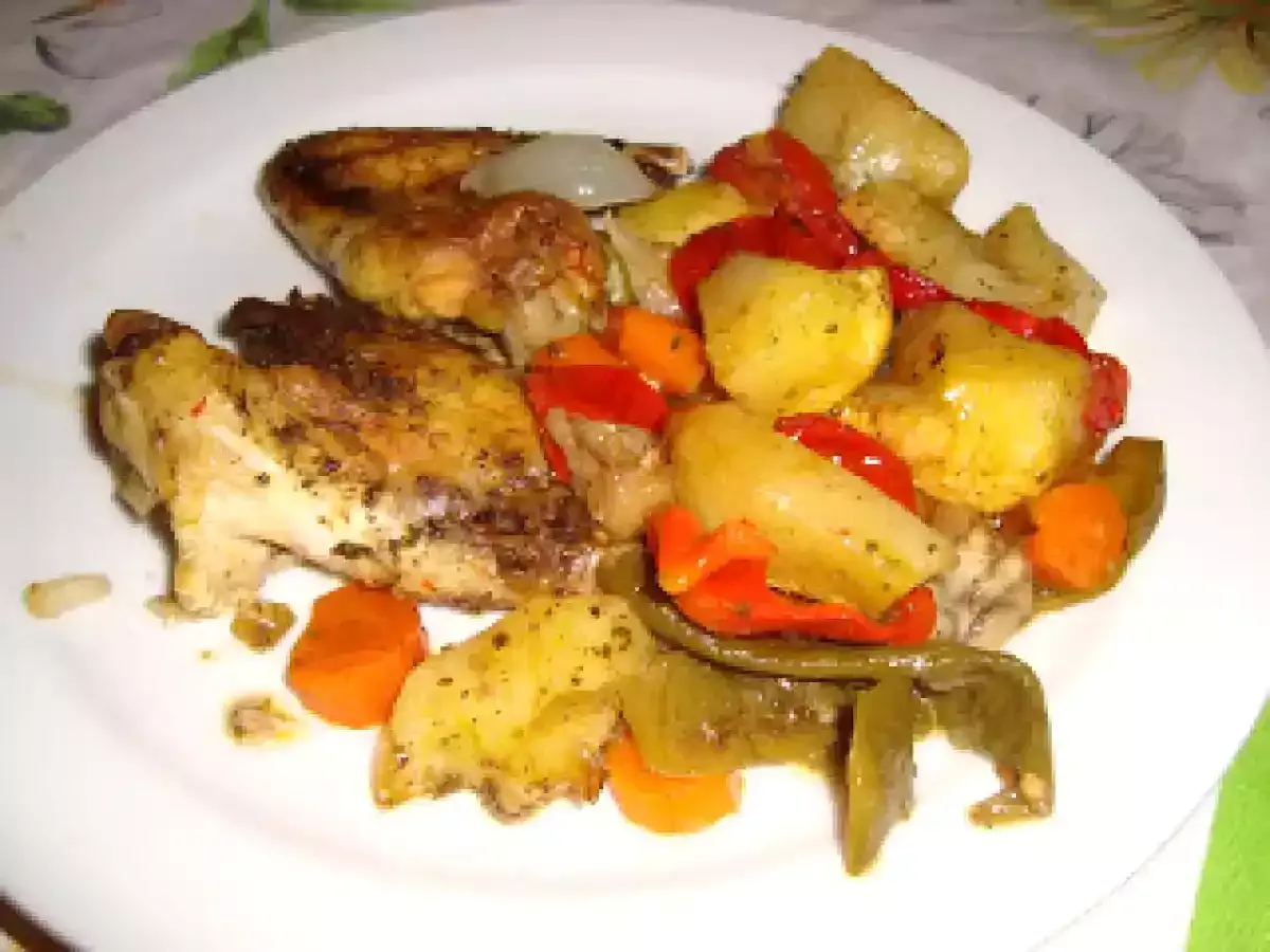 Pollo e patate al forno croccanti