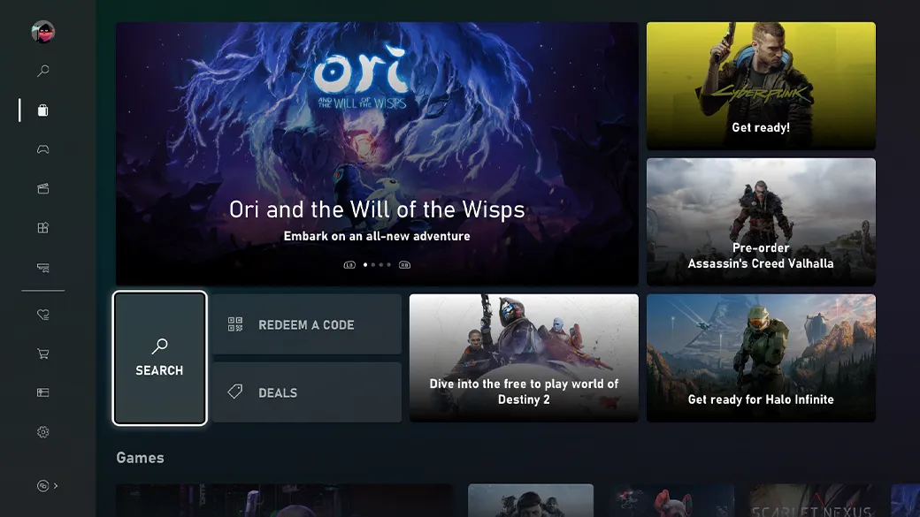 Xbox Series X | S menu główne sklep Microsoft Store