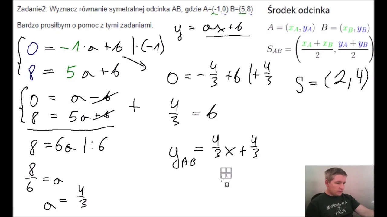 Zdjęcie Jak wyznaczyć równanie symetralnej odcinka krok po kroku w geometrii