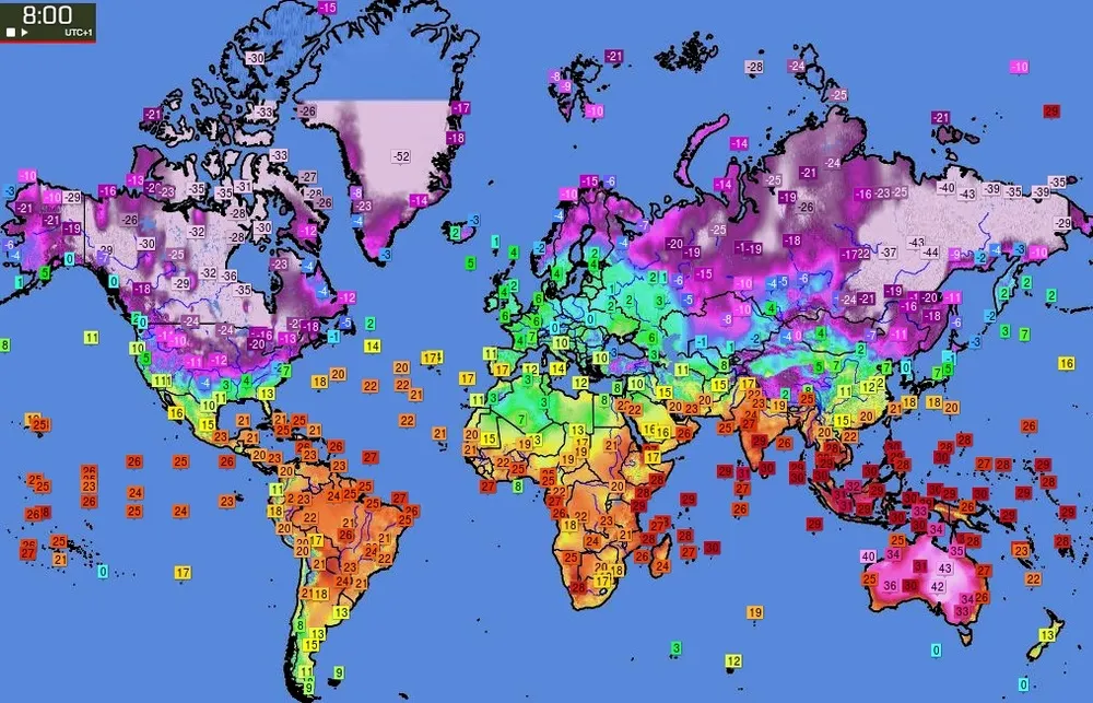 Mapa ciepłych krajów grudzień