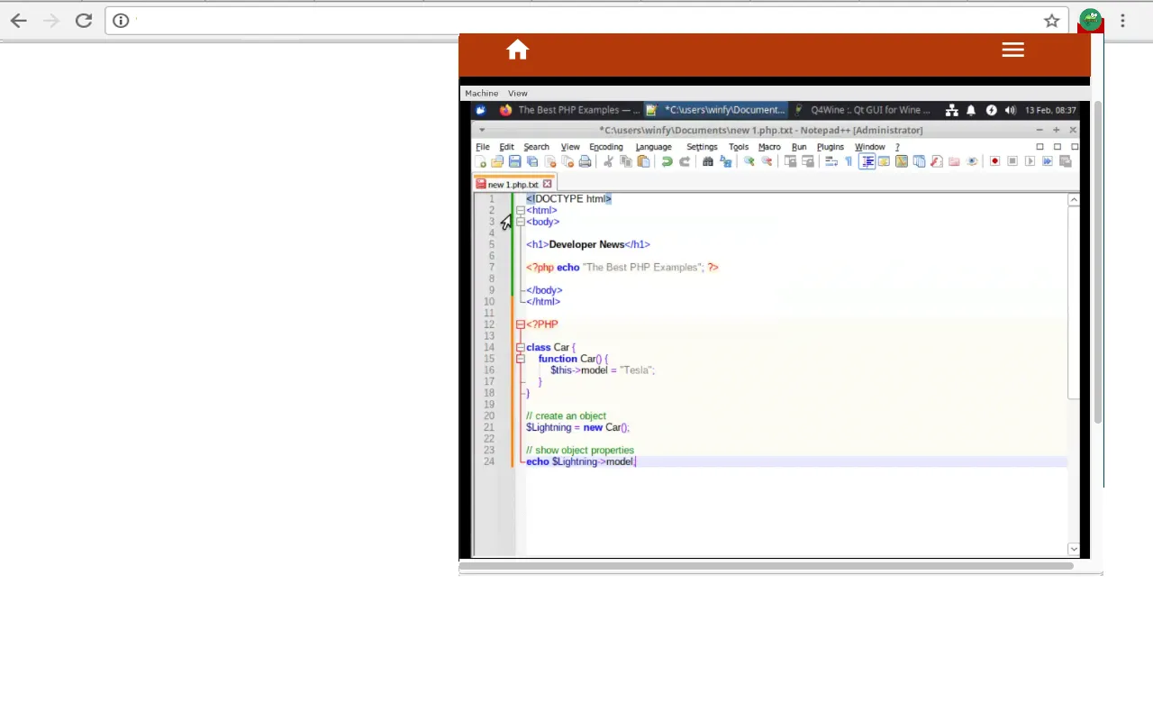 Notepad++ interfejs programowania