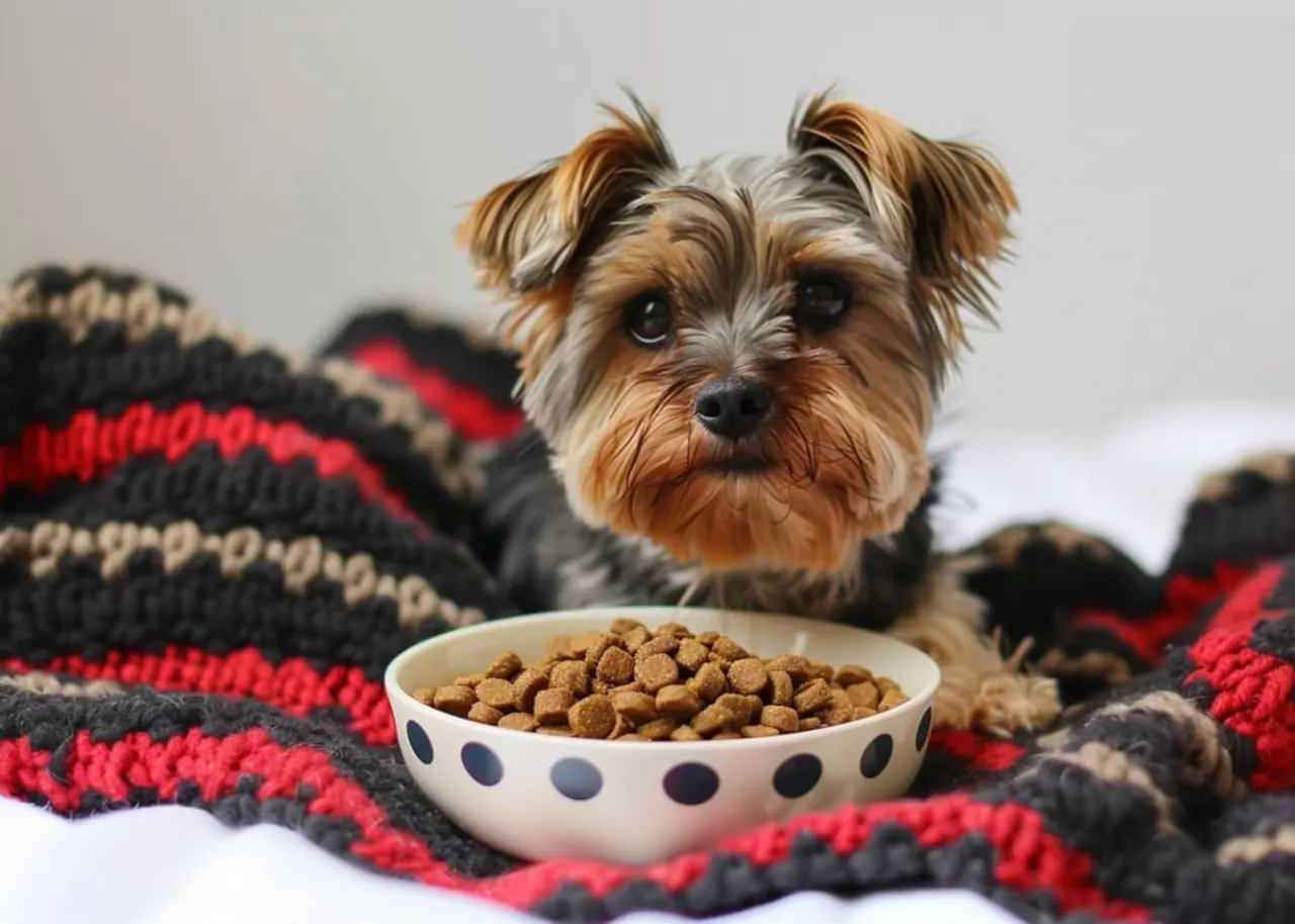 Pies je suchą karmę z dodatkami