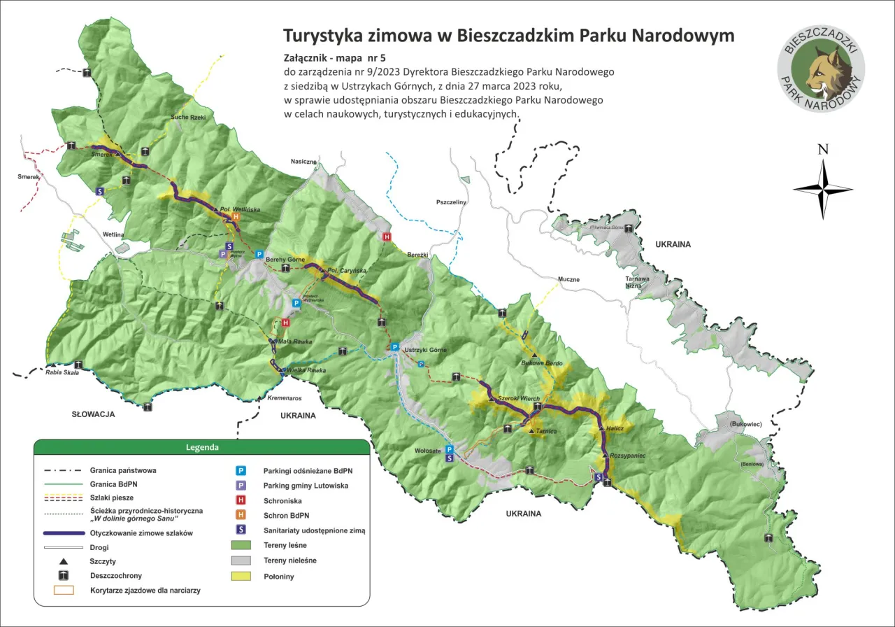 Bieszczady zimą mapa warunk&oacute;w szlak&oacute;w gopr
