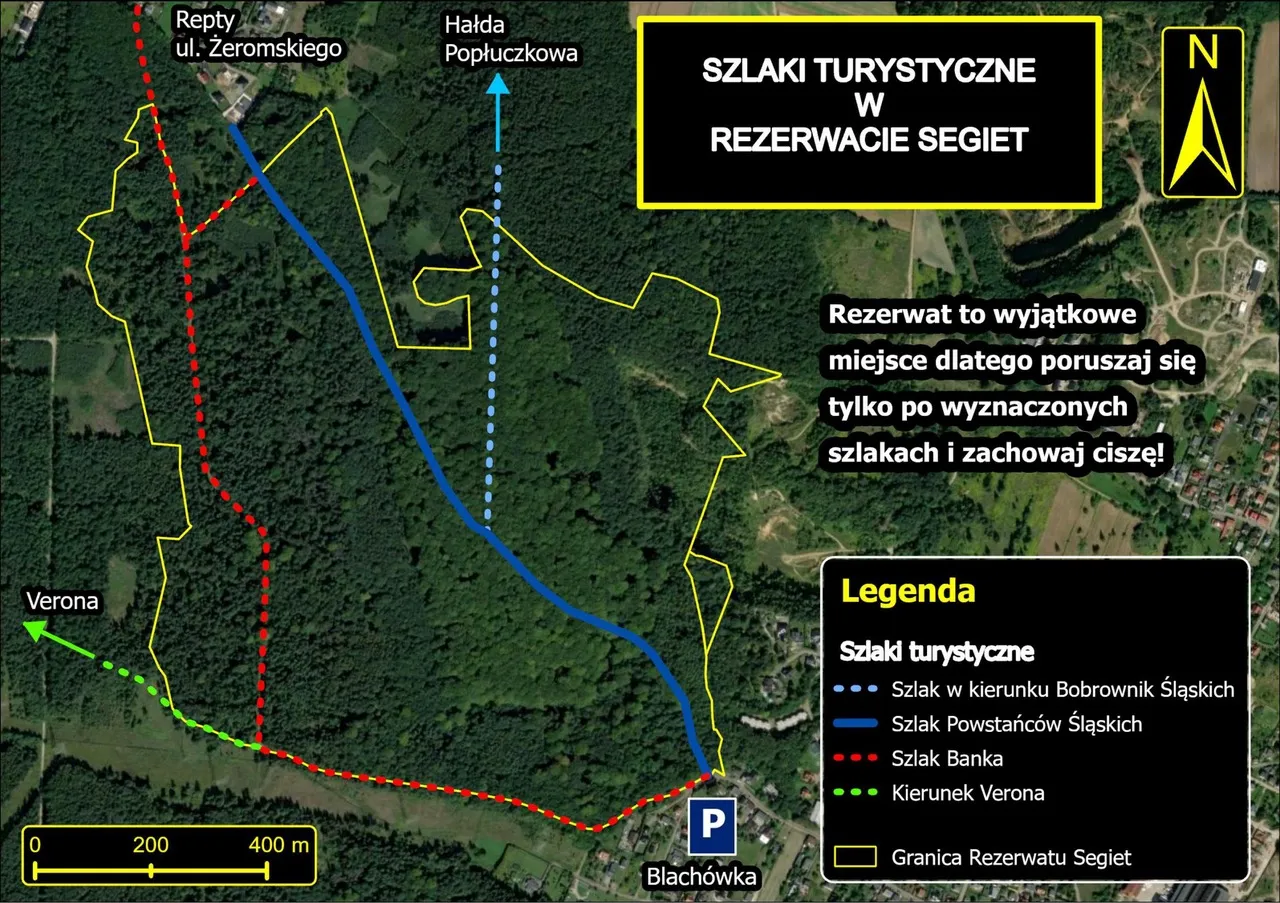 Mapa szlak&oacute;w Rezerwat Segiet