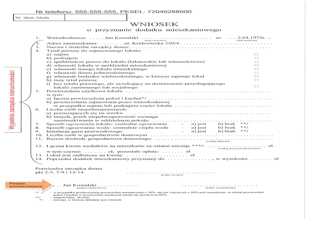 dokumenty spółdzielnia mieszkaniowa wniosek