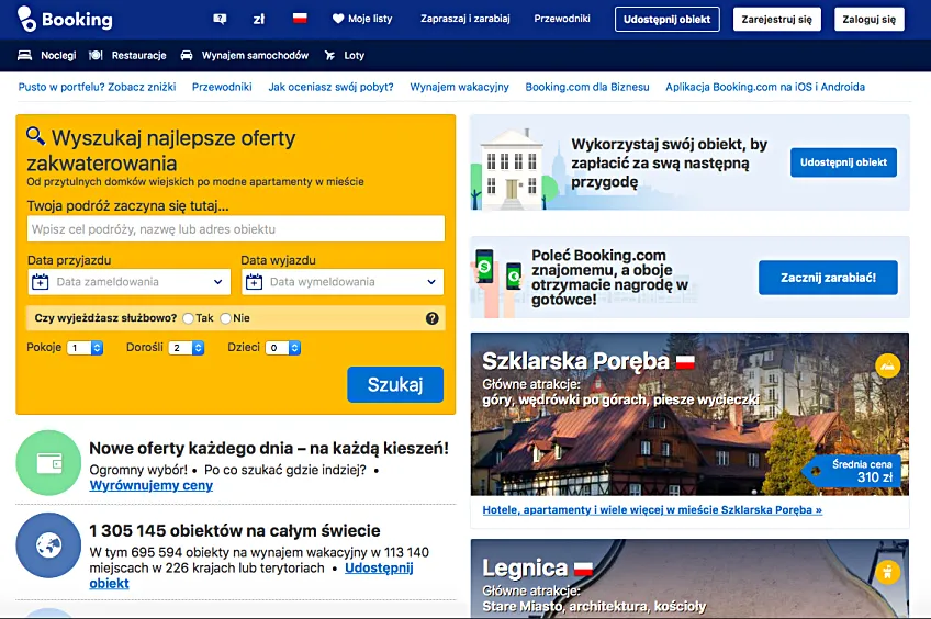 podróże rezerwacja noclegu