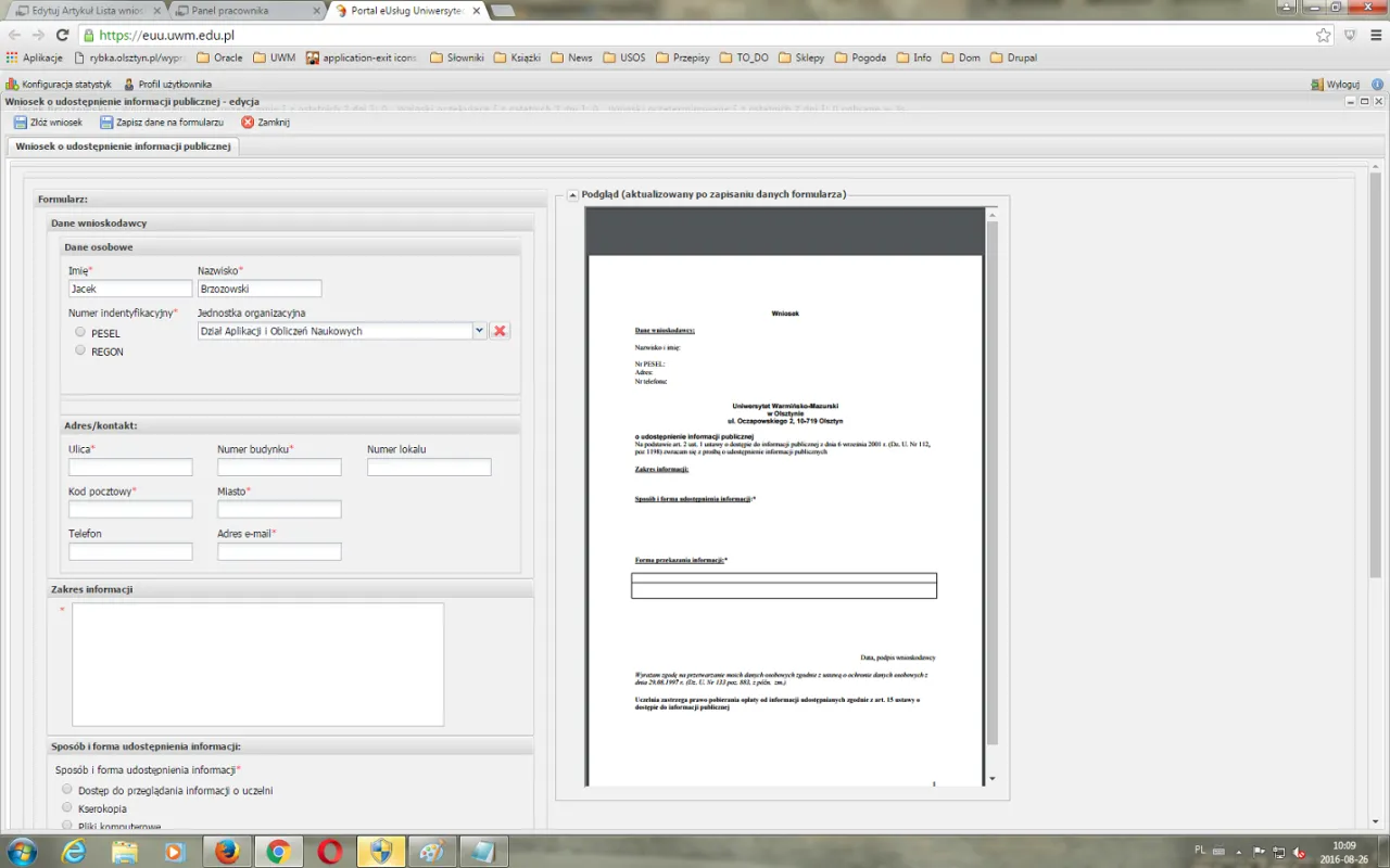 wz&oacute;r wniosku o udostępnienie informacji publicznej