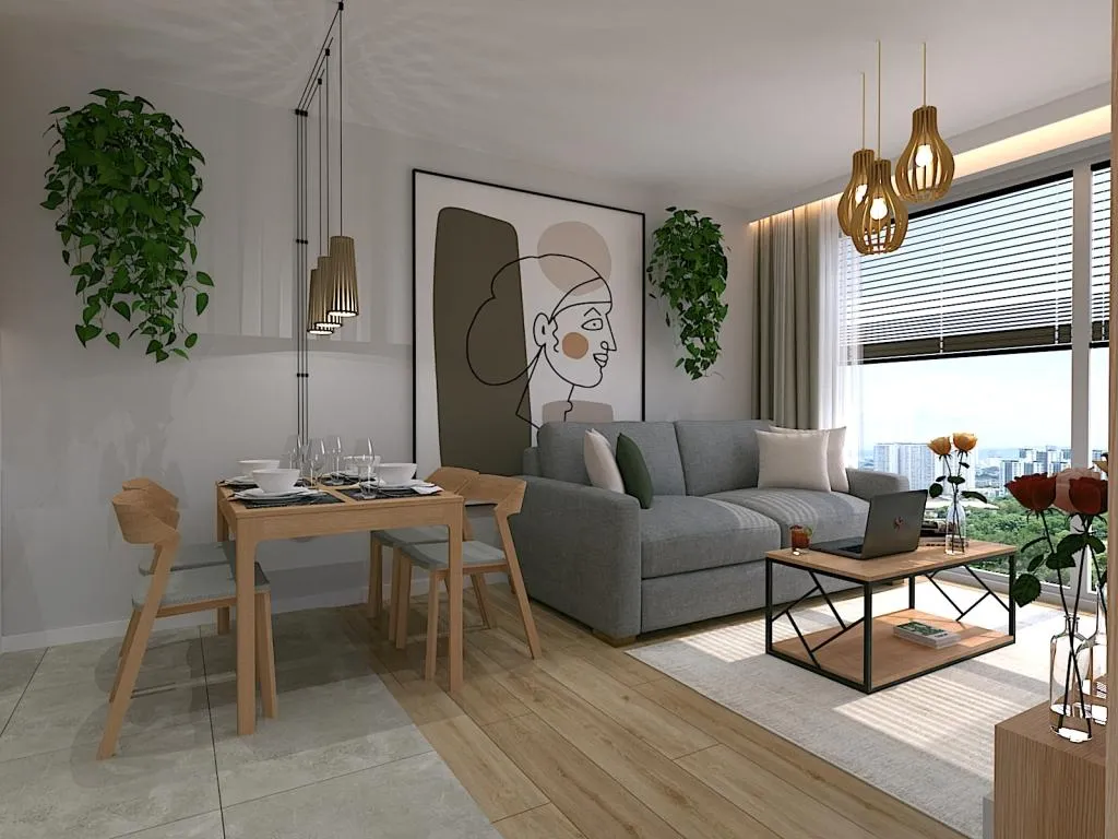 Nowoczesna ściana akcentowa w salonie