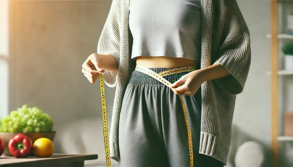 kobieta mierząca się centymetrem krawieckim