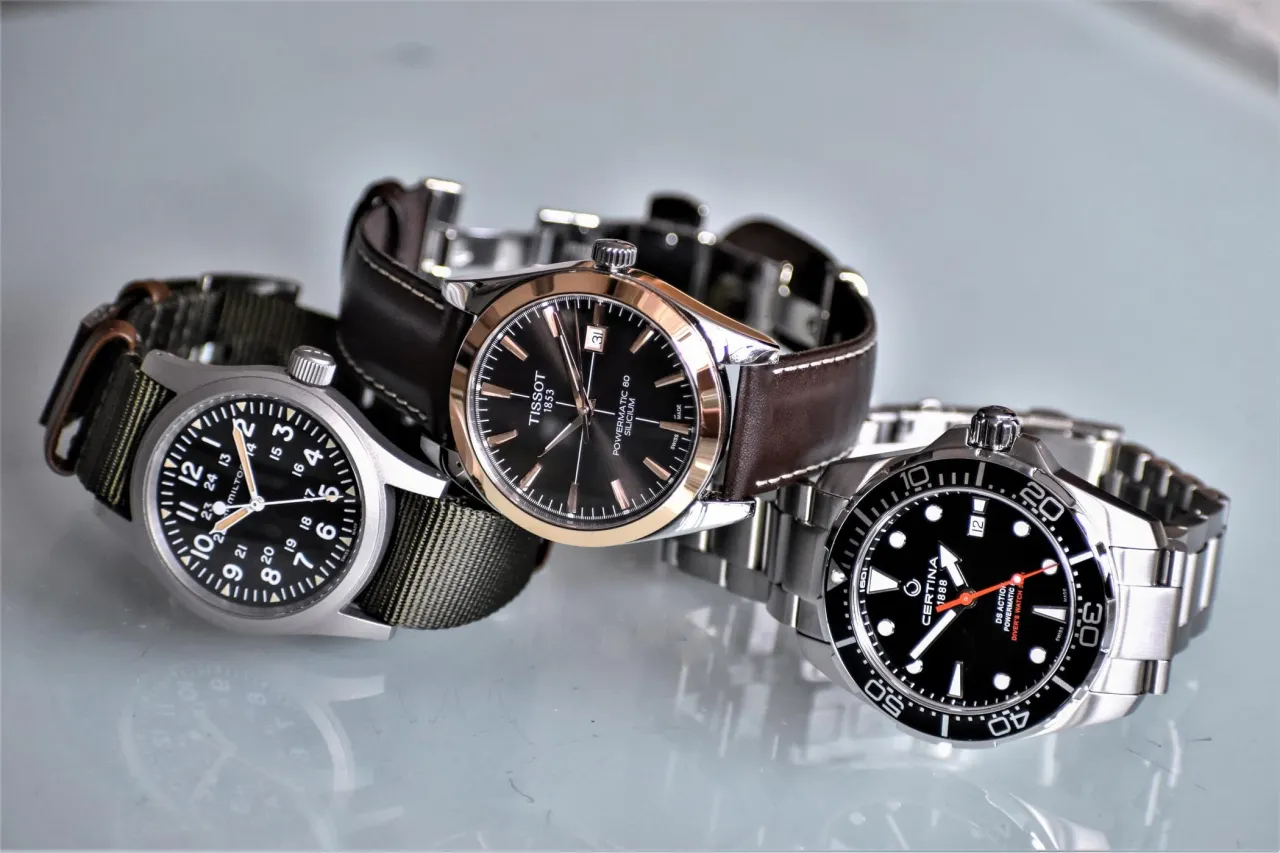 zegarki męskie 1000-5000 zł, Tissot Powermatic 80, Certina DS, Hamilton Khaki Field